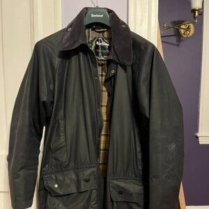 Barbour Beaufort Jacket, Size 40, Navy Blue, with Detachable Hood
